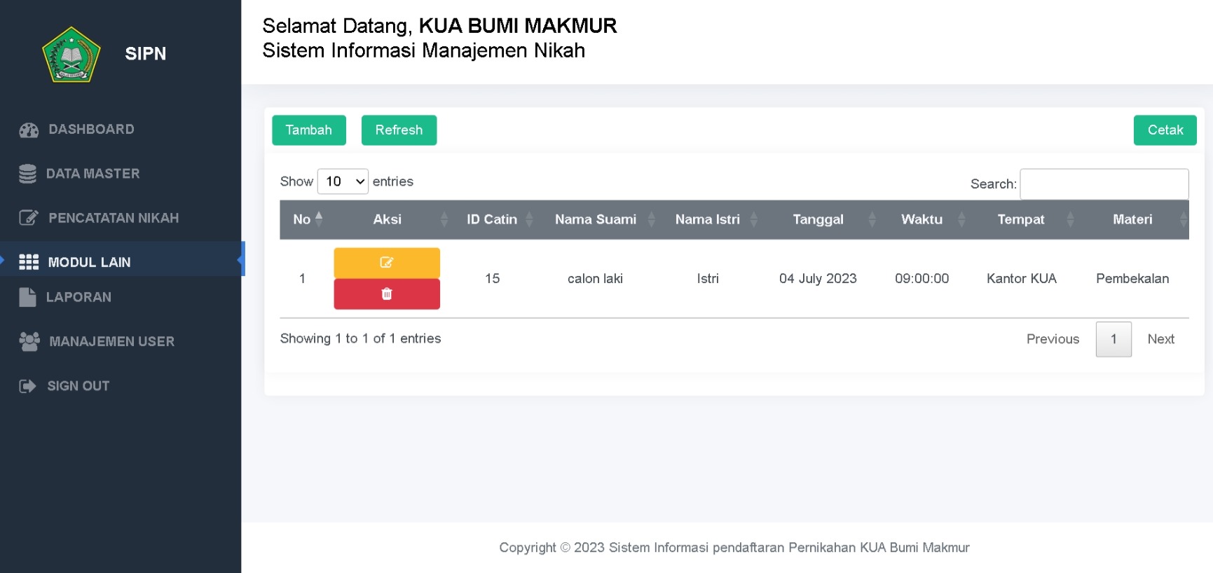 Sistem Informasi Pendaftaran Nikah